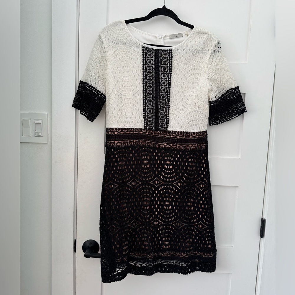 Black and White Lace Mini Dress